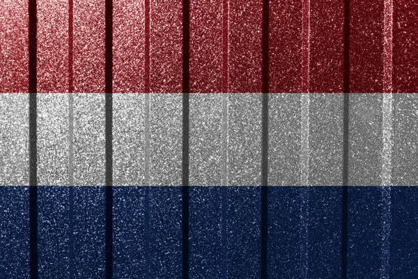 Bandiera Strutturata Dei Paesi Bassi Parete Metallica Colorato Sfondo Geometrico — Foto Stock