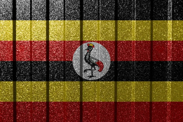 Bandiera Strutturata Dell Uganda Parete Metallica Colorato Sfondo Geometrico Astratto — Foto Stock