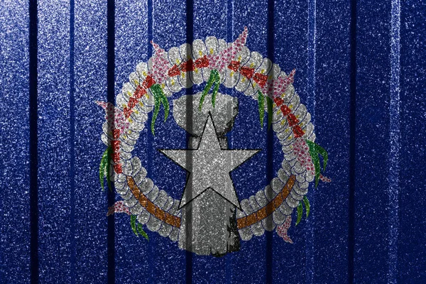 Északi Mariana Szigetek Texturált Zászlója Fémfalon Színes Természetes Absztrakt Geometriai — Stock Fotó