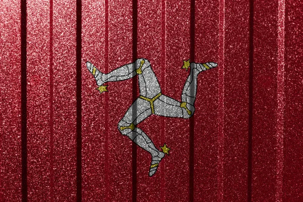 金属の壁に男の島の繊維旗 線のあるカラフルな自然抽象幾何学的背景 — ストック写真