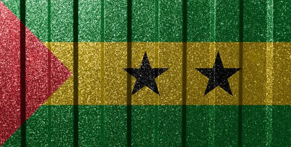 Bandera Texturizada Del Santo Tomé Príncipe Sobre Pared Metálica Fondo —  Fotos de Stock