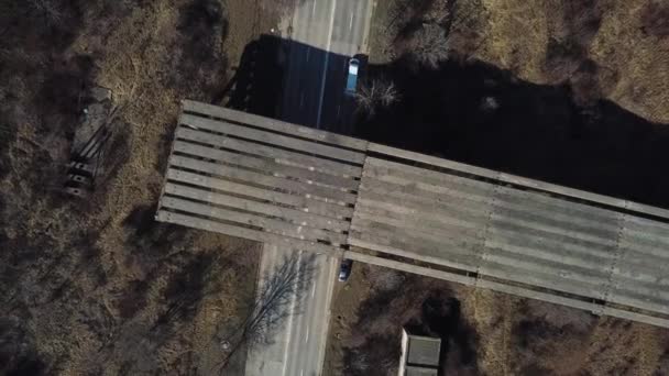 Vista Aérea Parte Inacabada Del Puente Ciudad Viaducto Abandonado Vídeo — Vídeo de stock