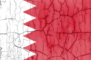 Çatlak duvarda Bahreyn bayrağı, desenli arka plan.