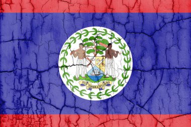 Kırık duvarda Belize bayrağı, desenli arka plan.