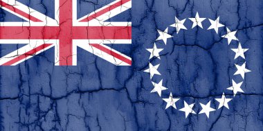 Çatlak duvarda aşçı adalarının bayrağı, desenli arka plan.