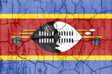 Kırık duvarda Eswatini bayrağı, desenli arka plan..