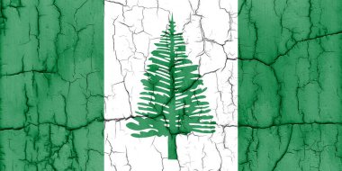 Kırık duvarda Norfolk Adası bayrağı, desenli arka plan.