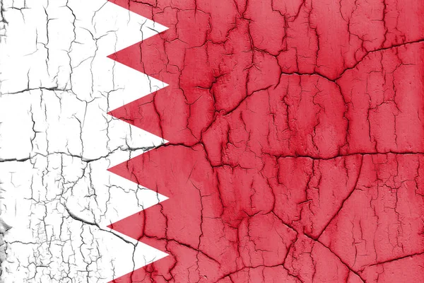 Zászló Bahrain Repedt Fal Texturált Háttér — Stock Fotó
