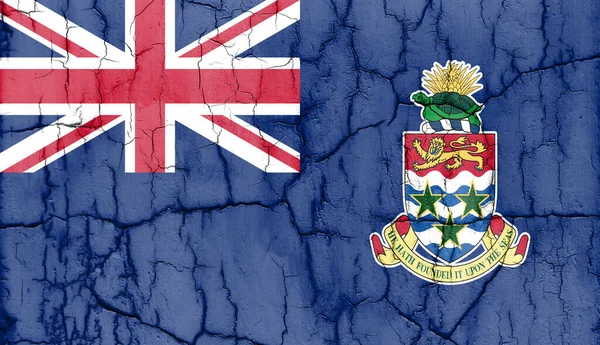 Bandeira Das Ilhas Cayman Parede Rachada Fundo Texturizado — Fotografia de Stock
