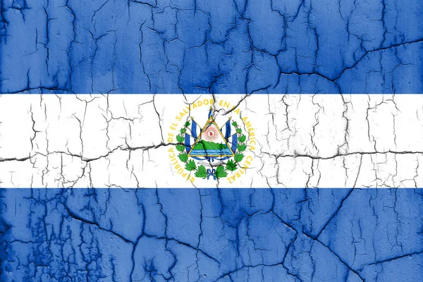 Прапор Сальвадору Зламаній Стіні Текстурованому Тлі — стокове фото