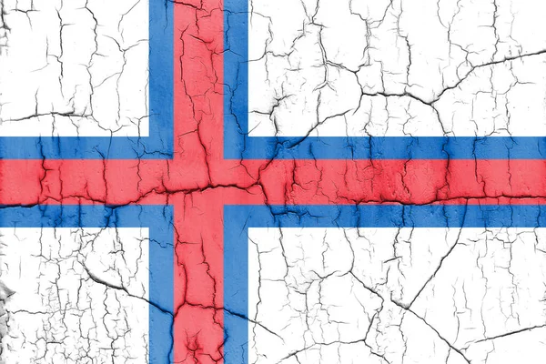 Färöarnas Flagga Sprucken Vägg Strukturerad Bakgrund — Stockfoto