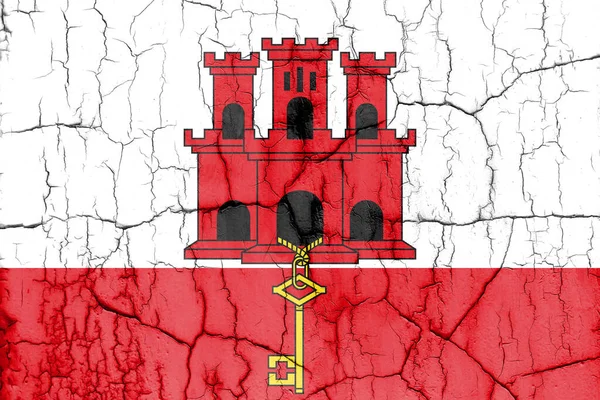 Прапор Гібралтару Зламаній Стіні Текстурованому Тлі — стокове фото