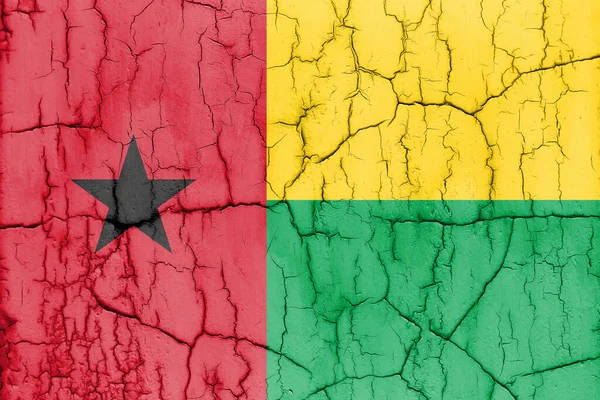 Прапор Гвінеї Бісау Зламаній Стіні Текстурованому Тлі — стокове фото