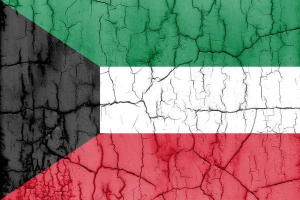 Bandera Kuwait Sobre Pared Agrietada Fondo Texturizado —  Fotos de Stock