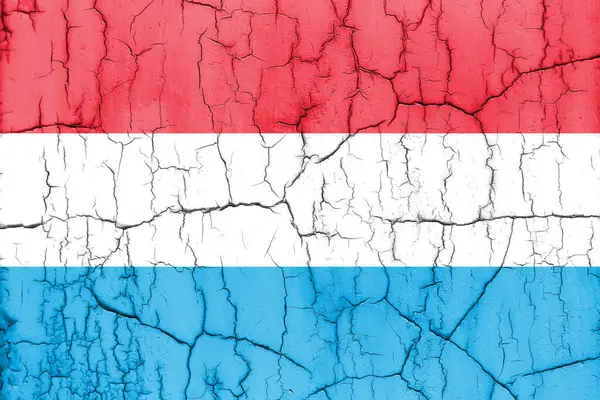 Bandiera Del Lussemburgo Parete Incrinata Sfondo Strutturato — Foto Stock
