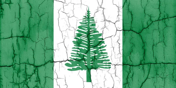 Bandiera Dell Isola Norfolk Parete Incrinata Sfondo Strutturato — Foto Stock