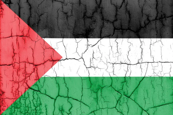Bandera Palestina Sobre Pared Agrietada Fondo Texturizado —  Fotos de Stock