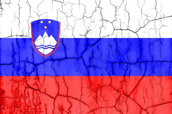 Bandera Eslovenia Sobre Pared Agrietada Fondo Texturizado —  Fotos de Stock