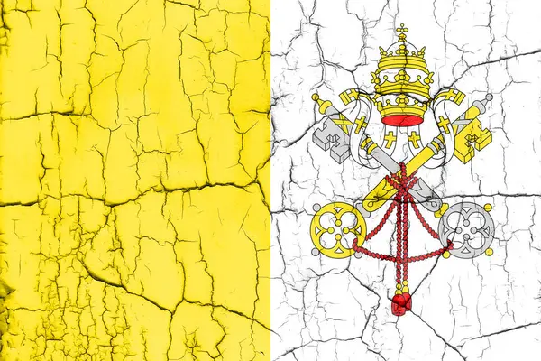 Прапор Ватикану Зламаній Стіні Текстурованому Тлі — стокове фото