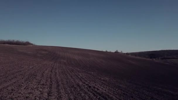 Vista Aérea Terra Campo Seco Agrícola Filmando Por Drone — Vídeo de Stock