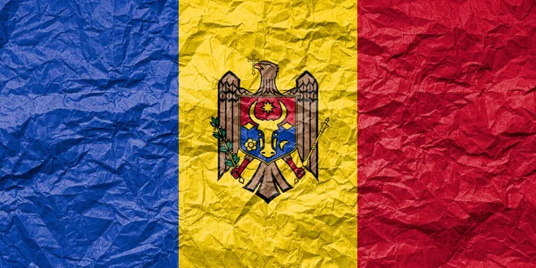 Флаг Молдовы Скомканной Бумаге Текстурированный Фон — стоковое фото