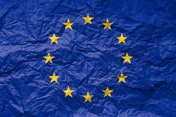 Флаг Европейского Союза Скомканной Бумаге Текстурированный Фон — стоковое фото