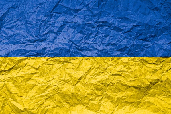 Bandera Ucrania Sobre Papel Arrugado Fondo Texturizado —  Fotos de Stock