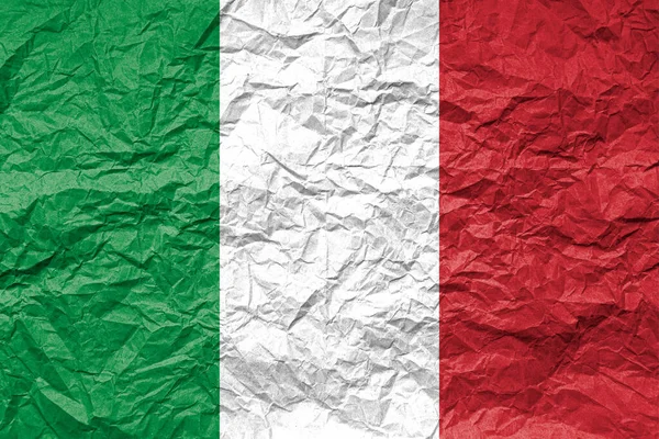 Olaszország Zászlója Összegyűrt Papíron Strukturált Háttér — Stock Fotó