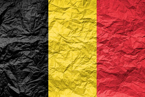 Bandera Bélgica Sobre Papel Arrugado Fondo Texturizado —  Fotos de Stock