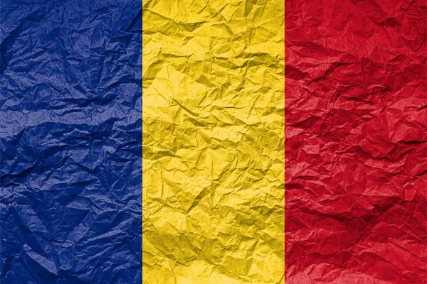 Bandera Rumania Sobre Papel Arrugado Fondo Texturizado —  Fotos de Stock