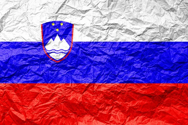 Bandera Eslovenia Sobre Papel Arrugado Fondo Texturizado —  Fotos de Stock