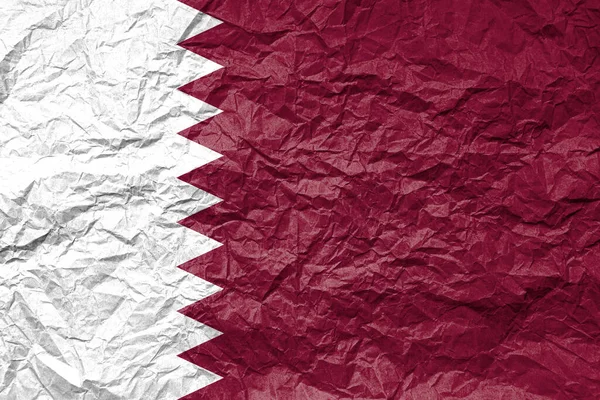 Katar Zászlója Összegyűrt Papíron Strukturált Háttér — Stock Fotó