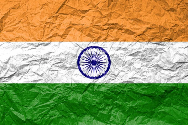 Indiens Flagga Skrynkligt Papper Texturerad Bakgrund — Stockfoto