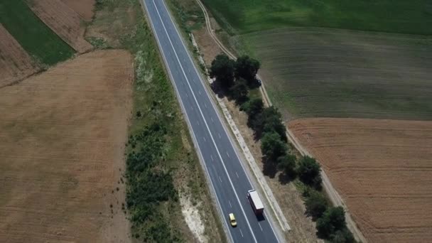 Letecký Pohled Dálnici Zemědělství Záběry Dronu Přírodní Krajina — Stock video