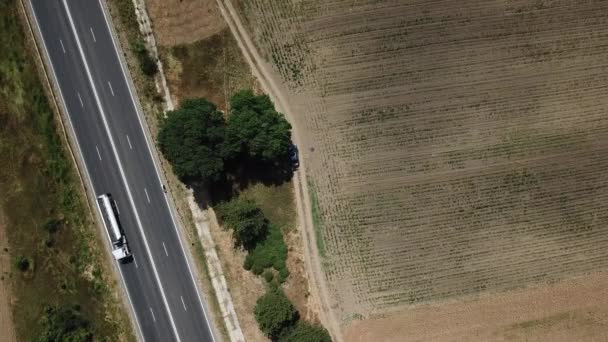 Luftaufnahme Der Autobahn Der Landwirtschaft Drohnenaufnahmen Naturlandschaft — Stockvideo