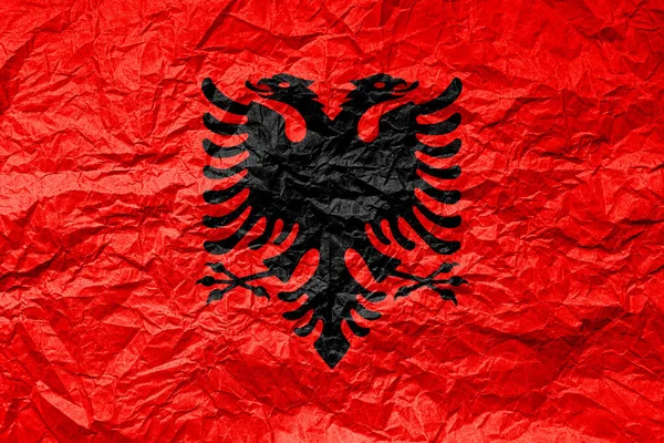 Flag Albania Crumpled Paper Textured Background — Stock Photo, Image