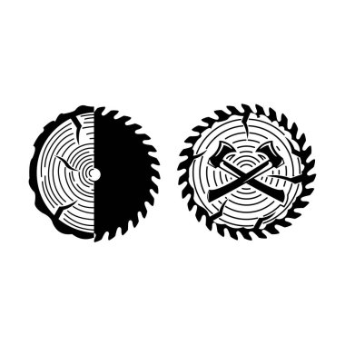 Dairesel testere bıçak ikonu. Web tasarımı için ağaç testeresi vektör simgesinin basit bir çizimi