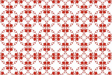 Geometrik portekizce azulijo dikişsiz desen vektör - Kırmızı, kahverengi, beyaz. Fayans, duvar kağıdı, desen dolgular, arka planlar, yüzey dokular için harika.