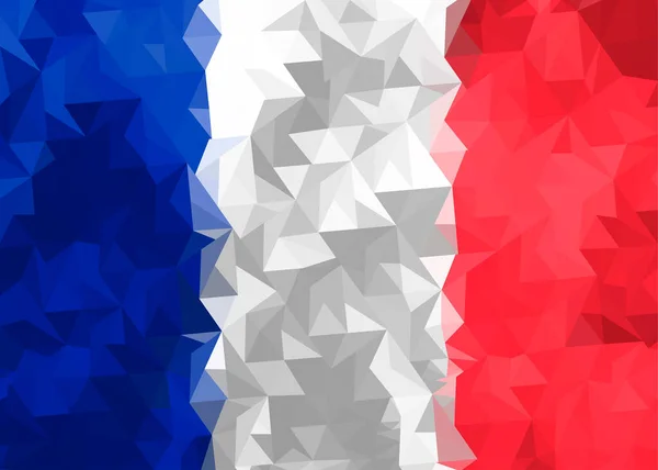 Stylized Flag France Vertical Tricolor Blue White Red Low Poly — Stock Vector