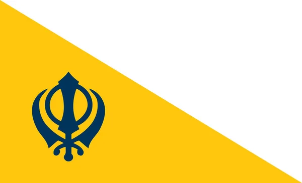橙色旗子以锡克宗教的标志叫 Khanda 由二个 Scimitars 和人形成了与头巾 — 图库矢量图片