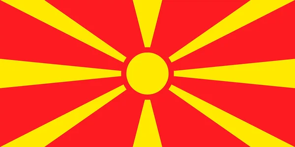 北马其顿国旗 官方颜色和比例正确 154 马其顿共和国国旗 矢量图解 Eps10 北马其顿标志矢量图标 平面的网页或移动设计 — 图库矢量图片