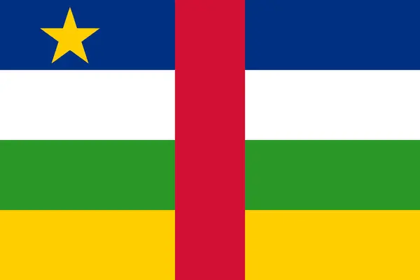 Πρωτότυπη Και Απλή Σημαία Της Κεντροαφρικανικής Δημοκρατίας Απομονωμένη Διάνυσμα Επίσημα — Διανυσματικό Αρχείο