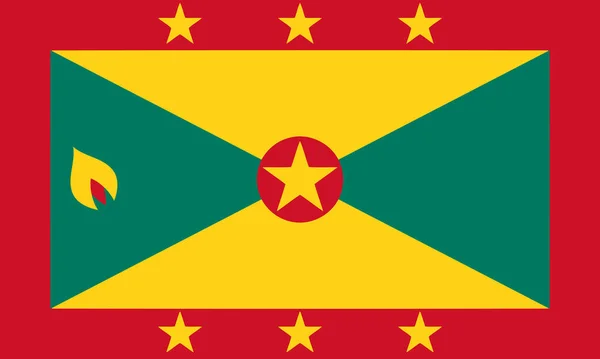 Bandeira Oficial Nacional Granada Símbolo Patriótico Banner Elemento Fundo Dimensões — Vetor de Stock