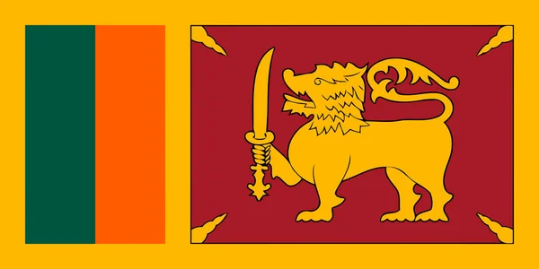 Bandera Nacional Sri Lanka Ceilán República Socialista Democrática Sri Lanka — Vector de stock