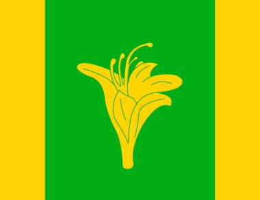 Şeffaf bir arkaplan üzerinde Novohrad-Volynskyi rayonunun Ukrayna Bayrağının gerçekçi temsili.