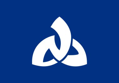 Uhu şehir bayrağının vektör görüntüsü, Hiroşima Bölgesi, Japonya. Orantı 2: 3. EPS10.