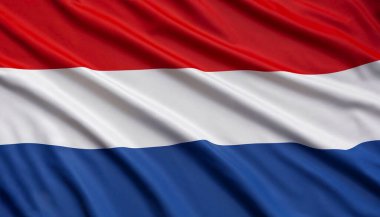 kıvrımları ile Hollanda ipek ulusal bayrağı