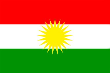 Irak Kürdistanı bayrağı. Bayrak simgesi. Standart renk. Standart boy. Dikdörtgen bir bayrak. Bilgisayar illüstrasyonu. Dijital çizim. Vektör illüstrasyonu.
