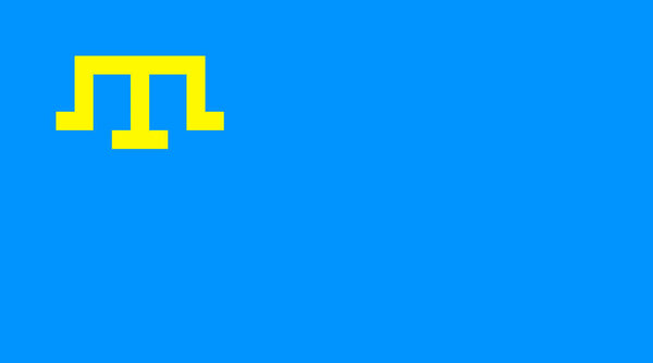 Flag Crimean Tatar people sky blue flag with golden tamga, crimea flag