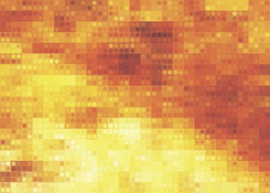 Red Sun Fire Color Halftone Background. Abstract Texture with Squares for Textile Print, Banner, Card, Web or Mobile Applications. Modern Tech Pattern with Color Pixels. Vector Texture.